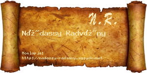 Nádassy Radvány névjegykártya